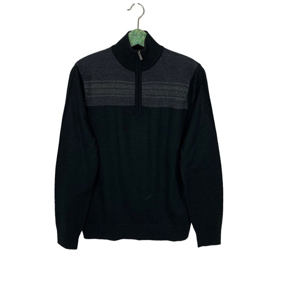Nicklaus Black Quarter Zip Sweater Wool‎ Blend Golf Pullover Small